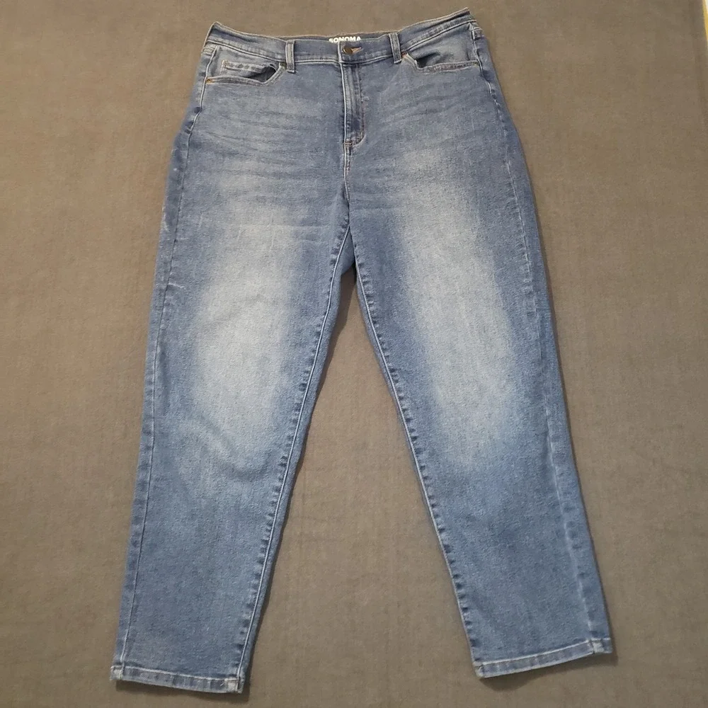Sonoma Mom Jeans Womens 14 Tall High Rise Straight‎